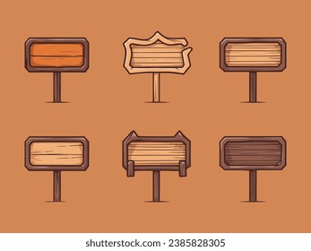 Juego de señalizaciones de madera lindo vector Ilustración