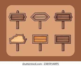 Set of cute wooden sign vector Illustration
