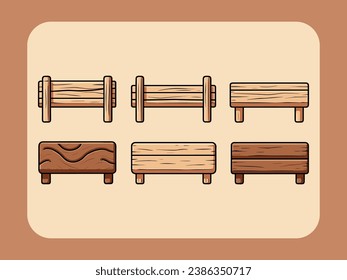 Set of cute wooden sign vector Illustration