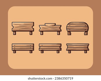 Set of cute wooden sign vector Illustration