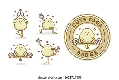 Set of Cute yoga character mascot in different poses