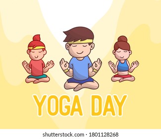 conjunto de tiernos personajes de yoga con apariencia opcional. vector kawaii premium