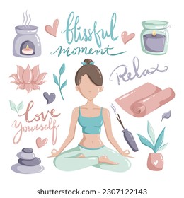 Set of cute yoga clip art