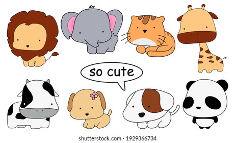 set of cutest baby animal vector illustration