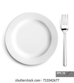 Set of cutlery of forks and plate. Vector illustration isolated on white background. Ready for your design.