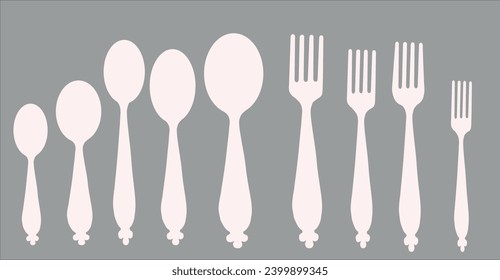 conjunto de cubiertos gris y blanco, cucharas y tenedores