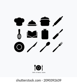 set of cutlery icons for restaurant and cafe