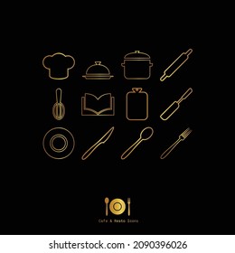 set of cutlery icons for restaurant and cafe