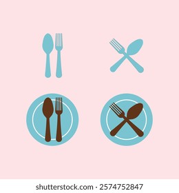 Set of cutlery icons. spoon and fork icon on pink background for your design. Illustration For Personal and Commercial Use. Clean Look Trendy Icon. Food icon element symbol