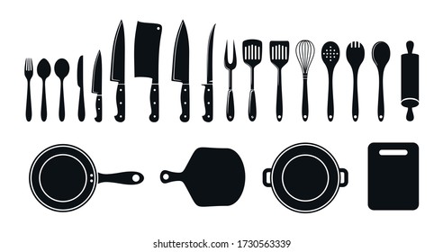 Set of cutlery icons. Vector.