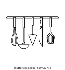set cutlery kitchen tool isolated icon