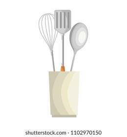 set cutlery tools in cup