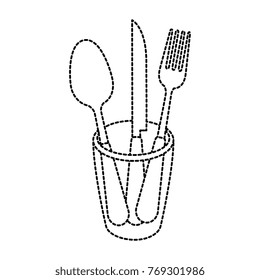 set cutlery tools in cup