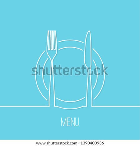 Set of Cutlery. Vector icon forks, knives, plates. Illustration of kitchen utensils.