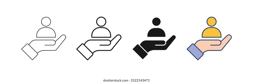 set of cutomer care hand on icon vector design illustration isolated white background