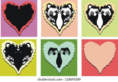 Set of Cutout Paper Heart