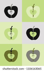 Set of cutted apples. Simple seamless pattern