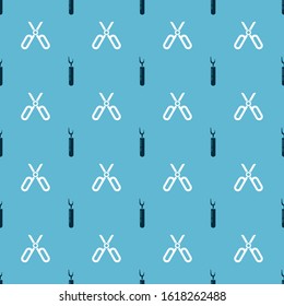 Set Cutter tool and Scissors on seamless pattern. Vector