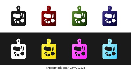 Set Cutting board icon isolated on black and white background. Chopping Board symbol.  Vector