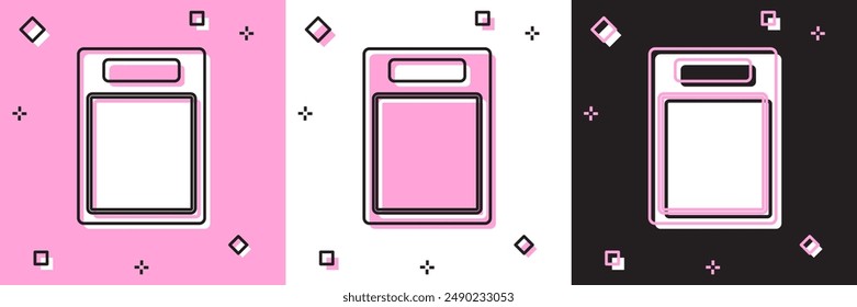 Set Cutting board icon isolated on pink and white, black background. Chopping Board symbol.  Vector