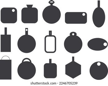 Set of cutting board and on white background.