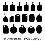 Set of cutting board silhouettes. Kitchen board contour. Boards for serving dishes, board for bread. Shapes for laser cutting, vector