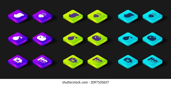 Set Cutting Board With Vegetables, Homemade Fruit Pie, Pear, Pumpkin, Turnip And Potato Icon. Vector