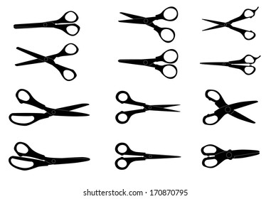 Set of Cutting Scissors. Vector Illustration.