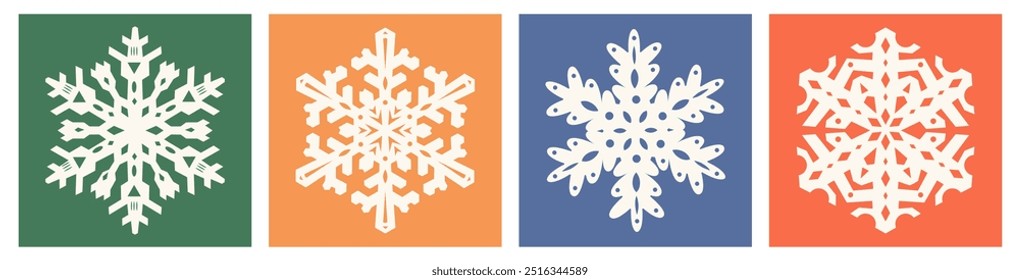 Set of cutting snowflakes. Vector silhouette of christmas decoration. Template for paper. Stencil for scrapbooking.