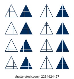 set of cutting triangle by cross line vector design for icons, infographics, symbols, stamps, marks, stickers, label, and logo. geometric icon vector illustration design.