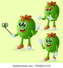 Set of cuute Feijoa characters as narcissistic. Perfect for kids, merchandise and sticker, banner promotion or blog
