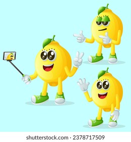 Set of cuute lemon characters as narcissistic. Perfect for kids, merchandise and sticker, banner promotion or blog
