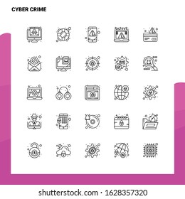 Set of Cyber Crime Line Icon set 25 Icons. Vector Minimalism Style Design Black Icons Set. Linear pictogram pack.