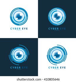 Set of cyber eye symbol icon. vector illustration, Logo template design