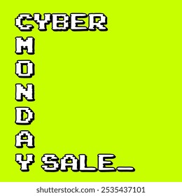 Conjunto de Anuncio Video Cyber monday en estilo de juego de arcade retro. Tipografía de arcade sobre fondo de color vivo ácido. Anuncio de ventas con espacio de copia.