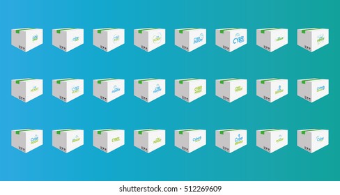 Set of cyber monday boxes on a blue background, Vector illustration