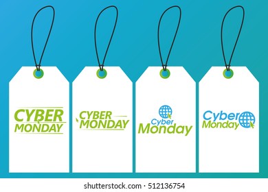 Set of cyber monday labels on a blue background, Vector illustration