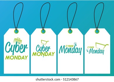Set of cyber monday labels on a blue background, Vector illustration