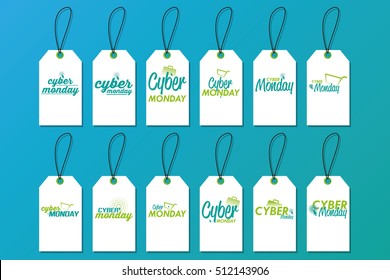 Set of cyber monday labels on a blue background, Vector illustration