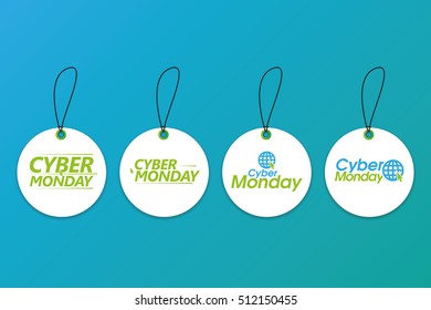 Set of cyber monday labels on a blue background, Vector illustration