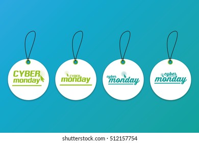 Set of cyber monday labels on a blue background, Vector illustration
