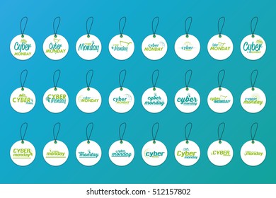 Set of cyber monday labels on a blue background, Vector illustration