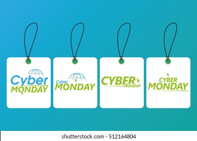 Set of cyber monday labels on a blue background, Vector illustration