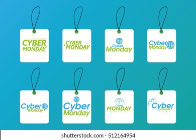 Set of cyber monday labels on a blue background, Vector illustration