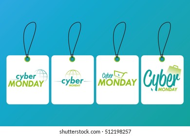 Set of cyber monday labels on a blue background, Vector illustration
