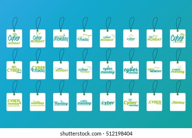 Set of cyber monday labels on a blue background, Vector illustration