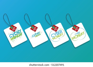 Set of cyber monday labels on a blue background, Vector illustration