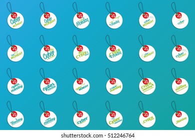 Set of cyber monday labels on a blue background, Vector illustration
