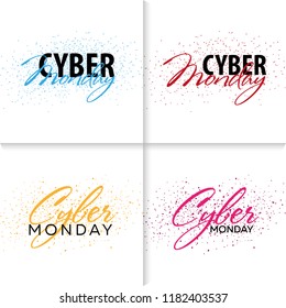 Set of Cyber Monday Sale Calligraphic banners. Vector Illustration