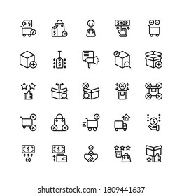 Set of cyber monday sale outline style icon - vector